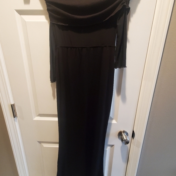 Commense black off shoulder  mesh waist. Long sleeve maxi sz med NWT - Picture 8 of 8
